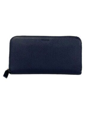Prada Wallet Dark Navy Zip Around Leather